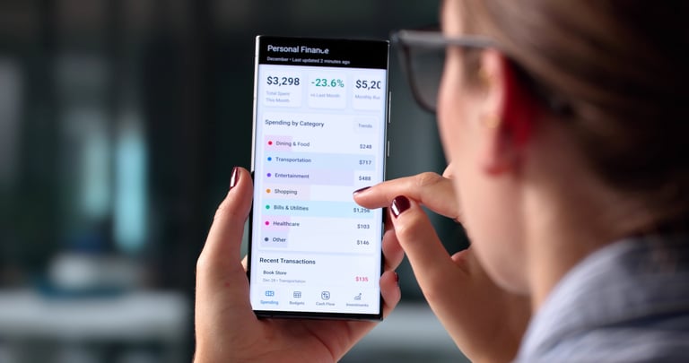 Smartphone Budgeting App: A Financial Accountant Planning Woman's Future Online