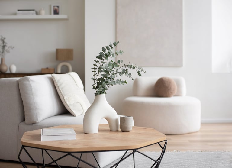 View of modern interior design. Minimalism scandinavian style.