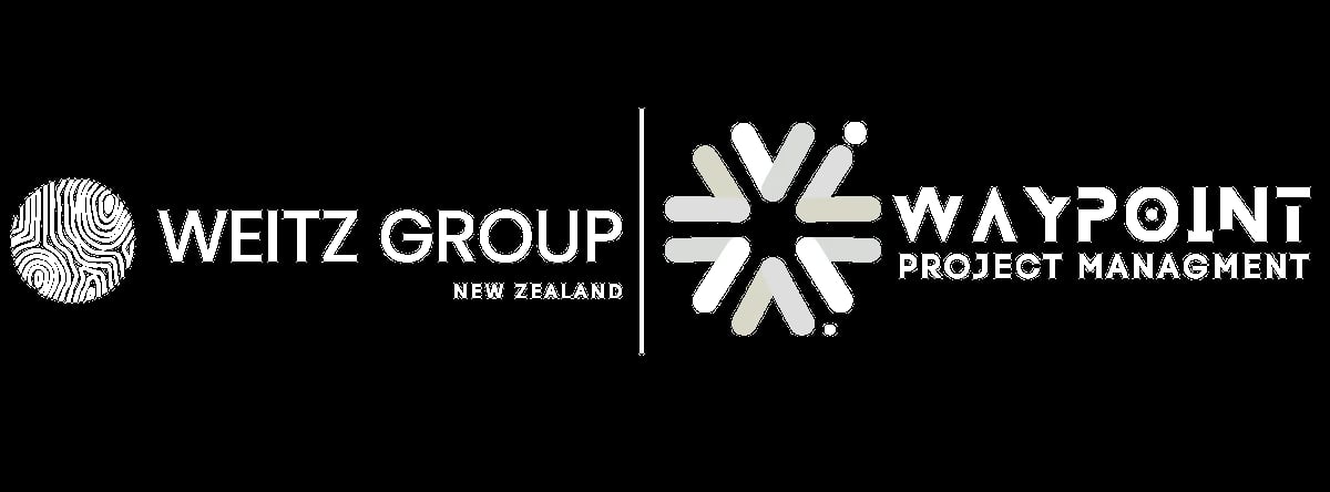 Weitz Group and Waypoint Project Management logos on black background