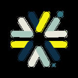 Waypoint brand icon — colorful star burst with rounded bars in yellow, navy, light grey and teal